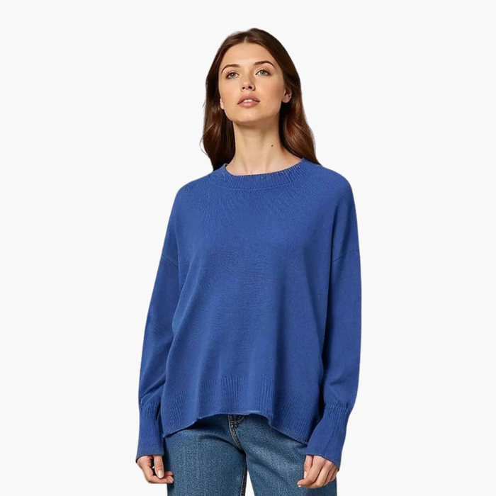 Dames Oversized Gebreide Trui met Lange Mouwen en Ronde Hals
