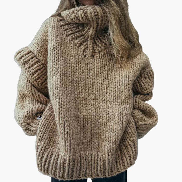 Dames Oversized Coltrui met Ribbels en Lange Mouwen