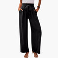 Vrouwen Palazzo Broek met Elastische Tailleband en Strikdetail