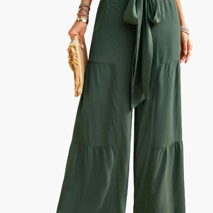 Dames Palazzo Broeken met Strikceintuur en Rimpeldetails