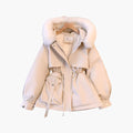 Dames Rode Parka met Kap en Verstelbare Taille