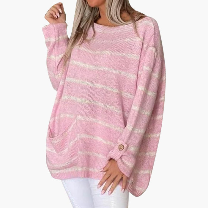 Vrouwen Gestreepte Pullover Trui met Paspelzak