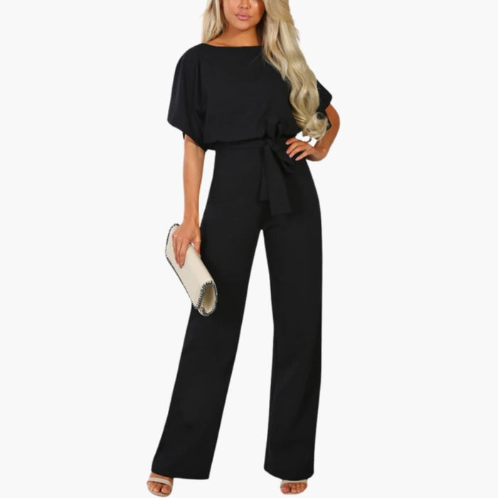 Dames Jumpsuit met Brede Pijpen en Strikceintuur