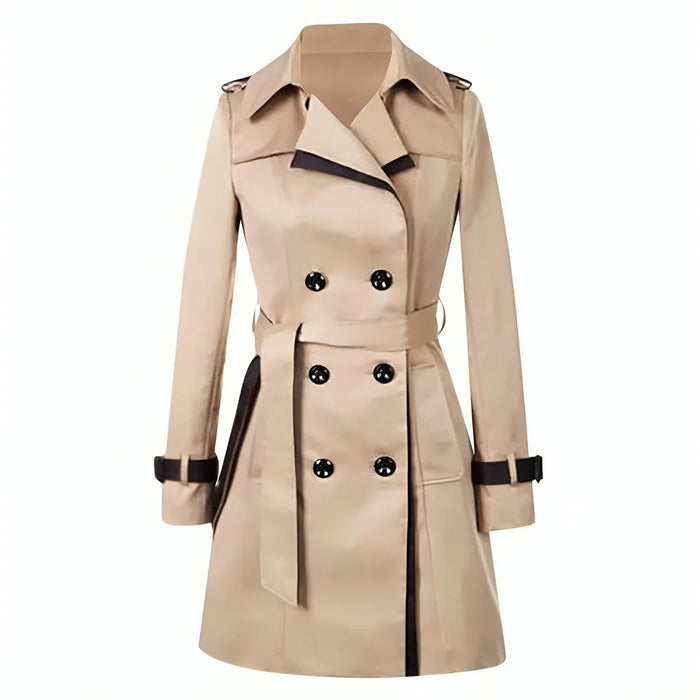Dames Lange Trenchcoat met Dubbele Knoopsluiting
