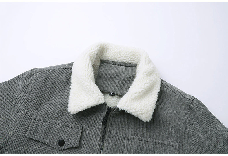 Corduroy jas heren met sherpa kraag