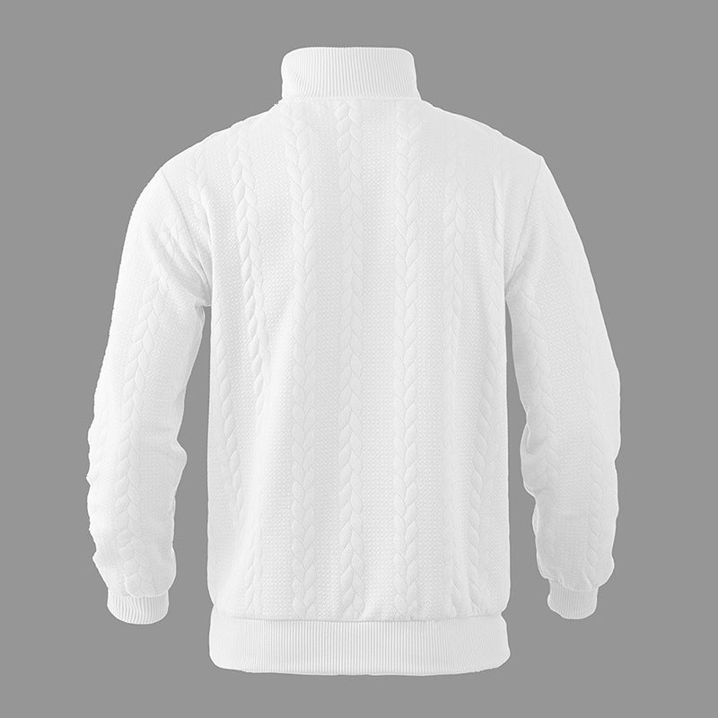 Trui heren met halve rits en jacquard