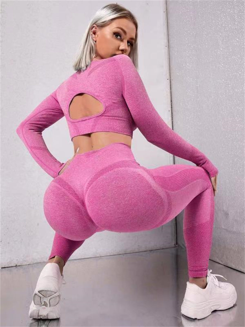 Naadloze sportset met crop top en legging