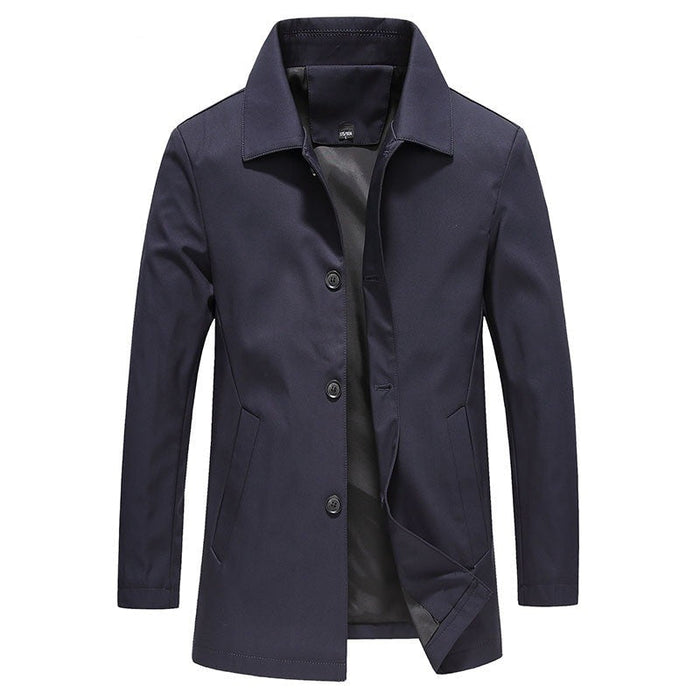 Heren Trenchcoat met Klassieke Kraag en Knoopsluiting