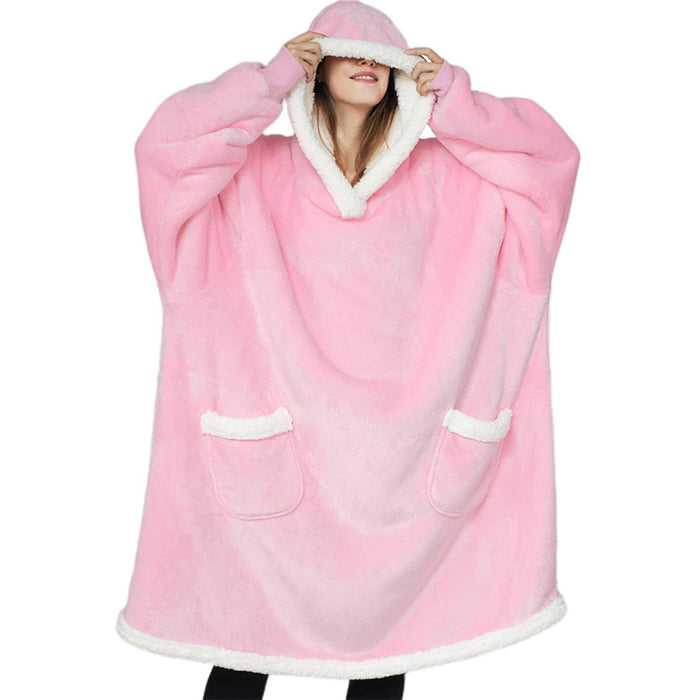 Roos | Hoodie deken met sherpa capuchon en grote buikzak