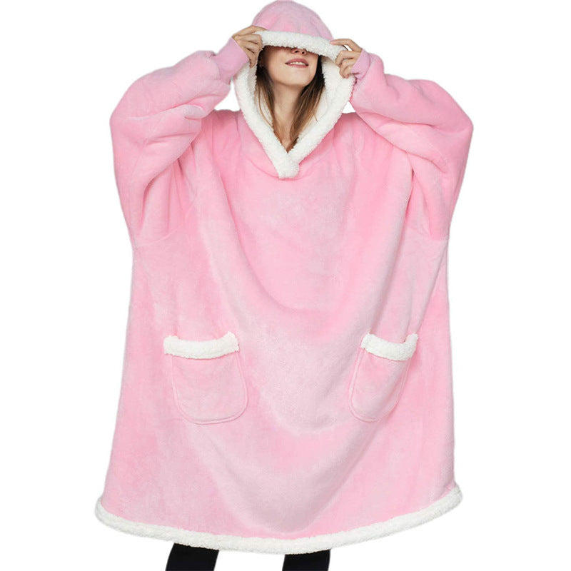 Oversized hoodie deken met sherpa capuchon