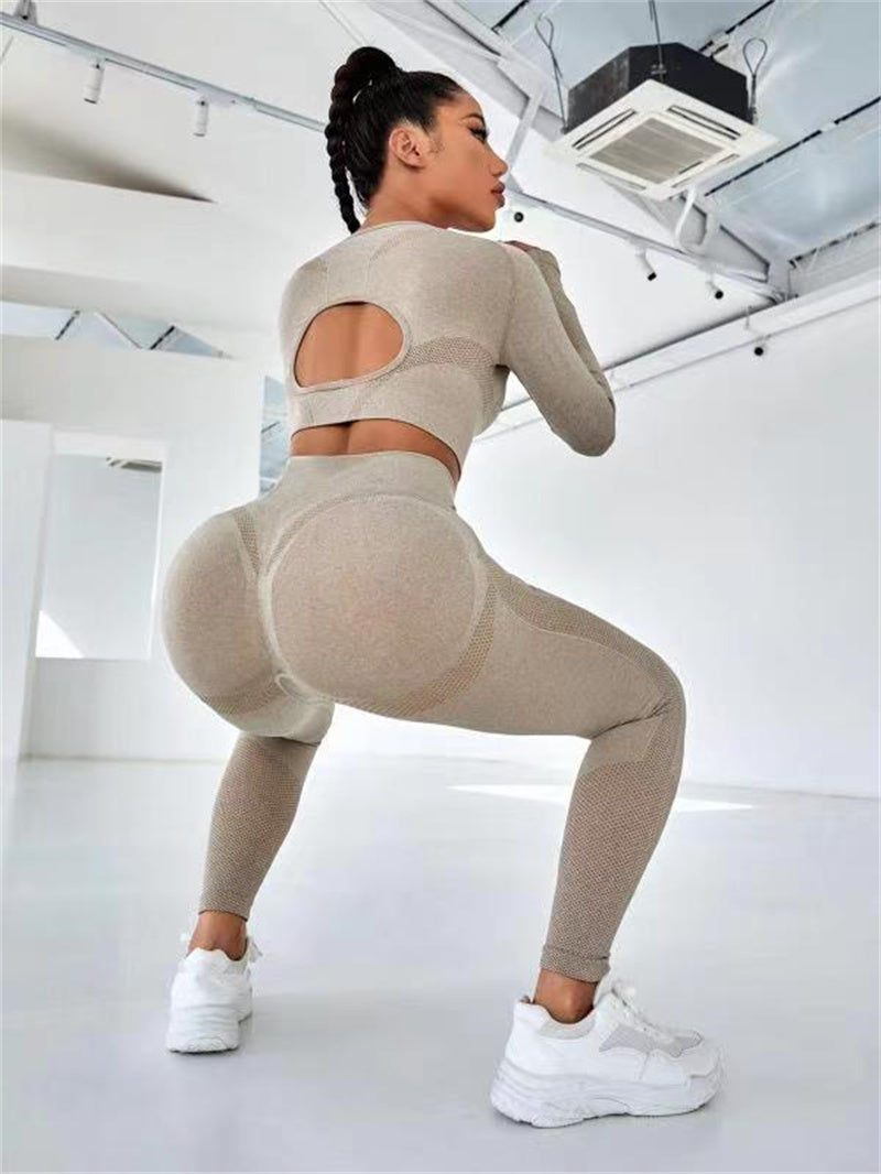 Naadloze sportset met crop top en legging