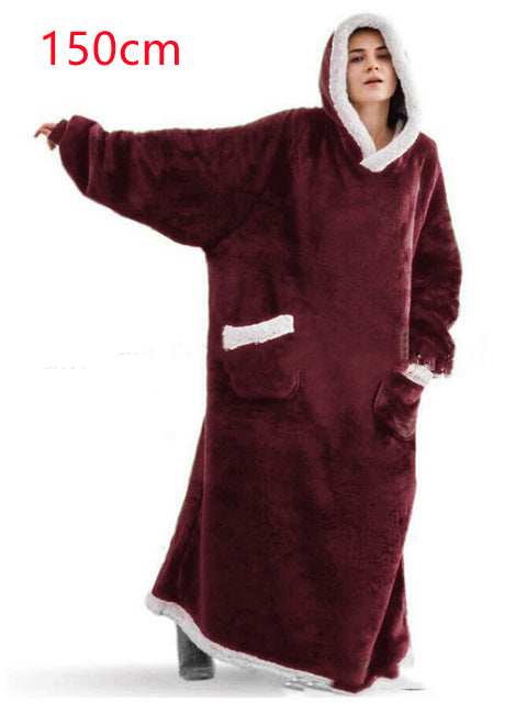 Oversized hoodie deken met sherpa capuchon