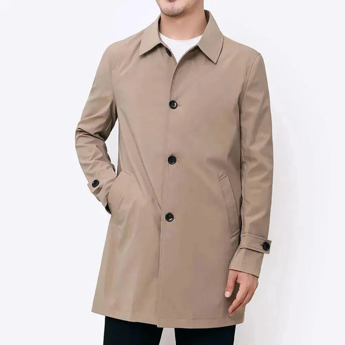 Heren Trenchcoat Klassiek Enkelrijs met Kentkraag