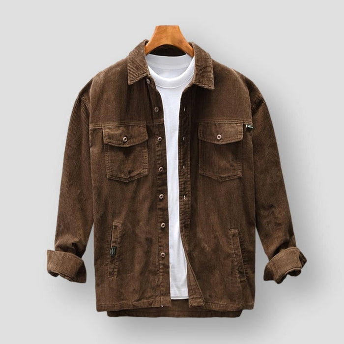 Heren Corduroy Overshirt met Borstzakken en Drukknoopsluiting