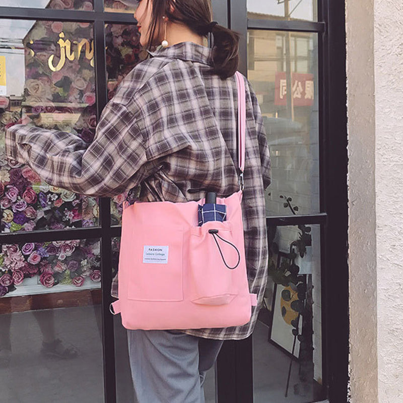 Canvas tas met voorvakken en rugzakbanden