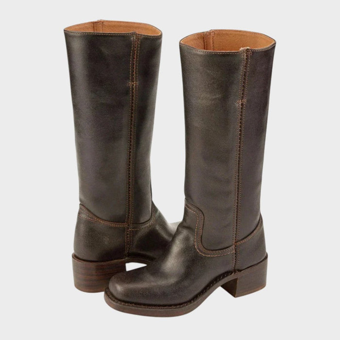 Dames Kniehoge Laarzen met Westernstijl en Blokhak