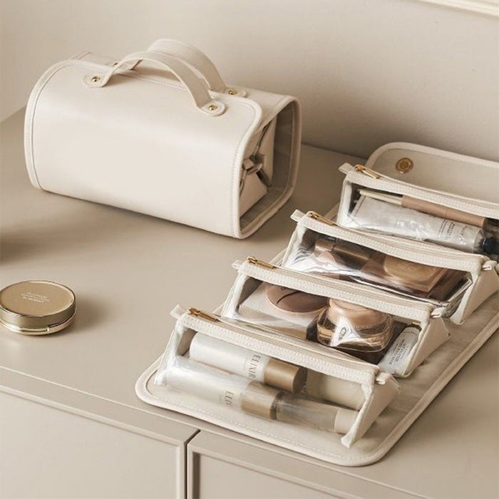 Sanne | Opvouwbare toilettas met vier losse doorzichtige etuis