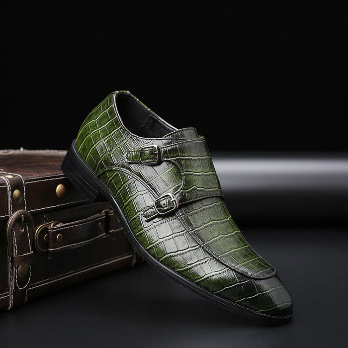 Heren Monkstrap Schoen met Dubbele Gesp en Croco Reliëf