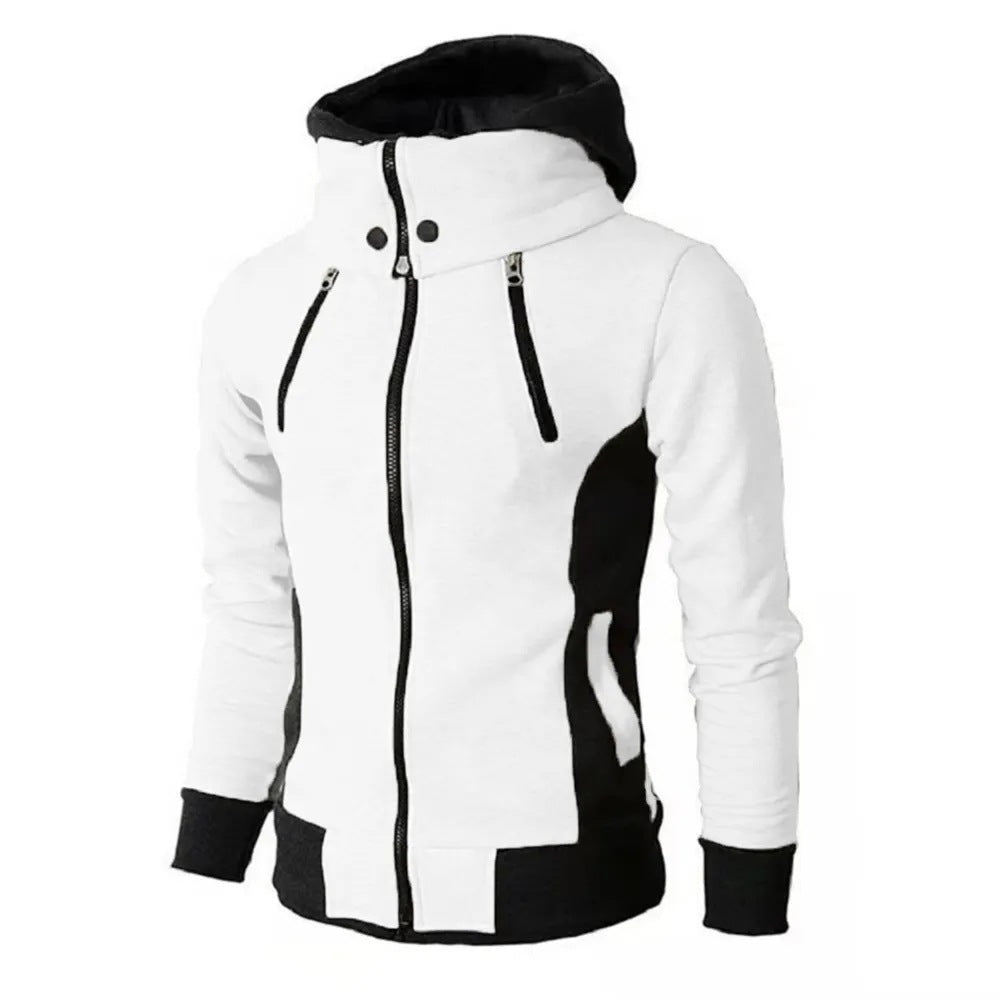 Slim fit sweatvest met capuchon en hoge kraag