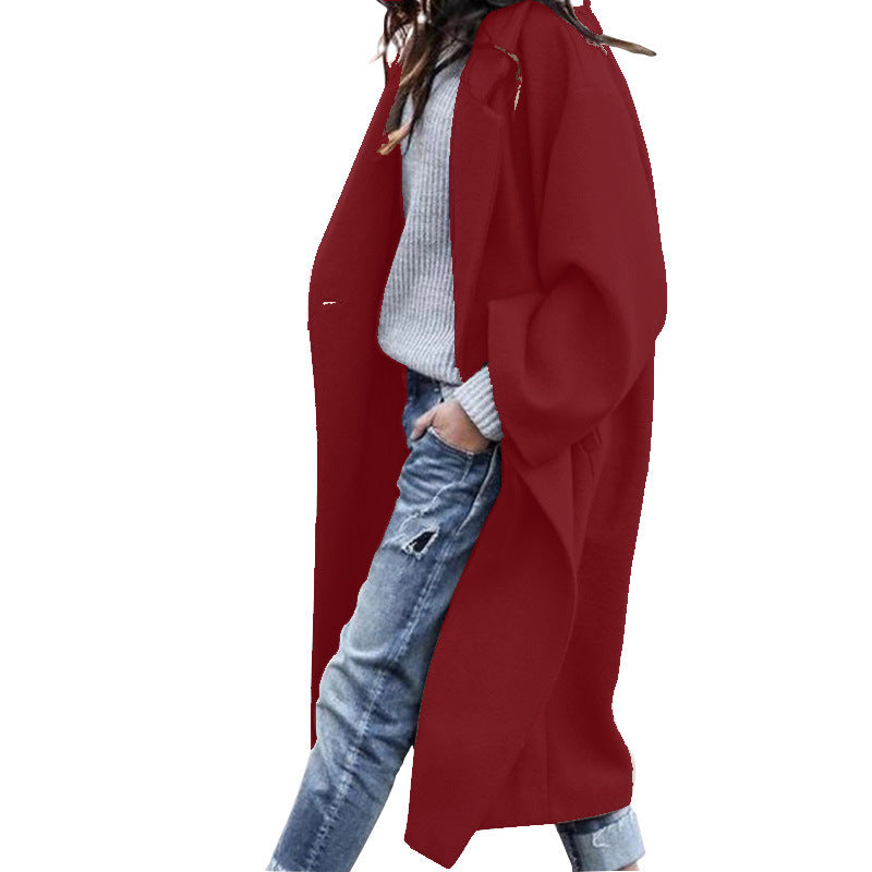 Lange oversized mantel met reverskraag