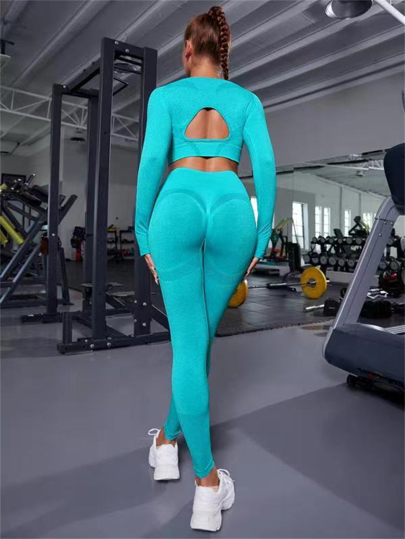 Naadloze sportset met crop top en legging