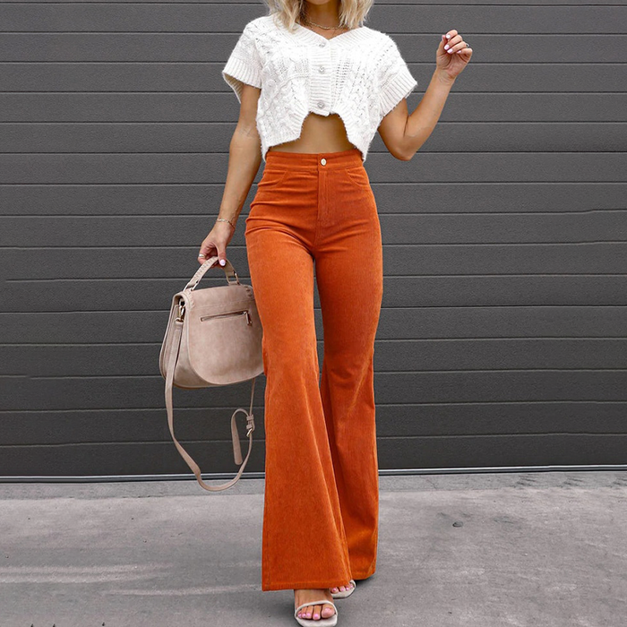 Dames Flared Broek met Hoge Taille en Flattering Snit
