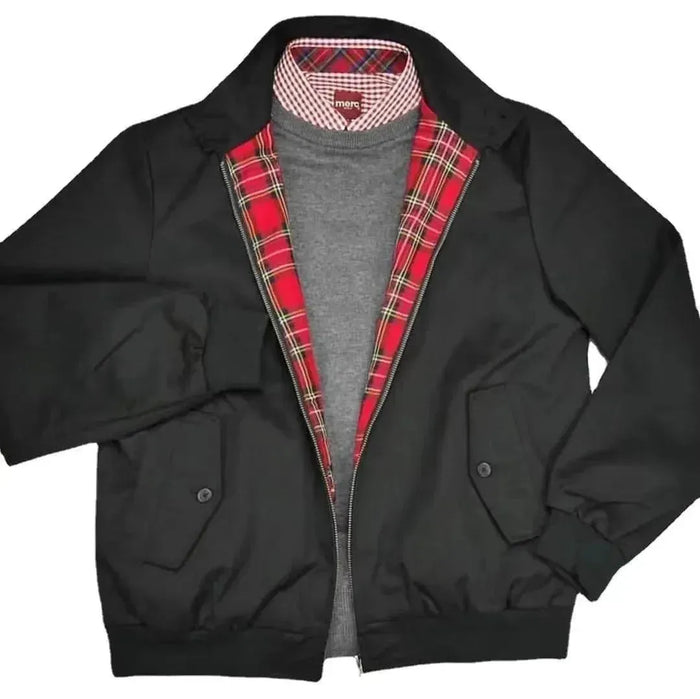Heren Harrington Jas met Geruite Voering en Ritsafsluiting