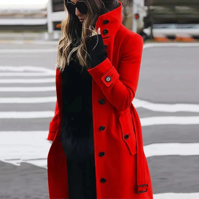 Dames Trenchcoat met Hoge Kraag en Ceintuur