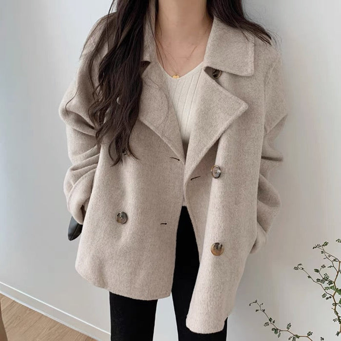 Dames Korte Blazer Tweerijeknopen met Reverskraag