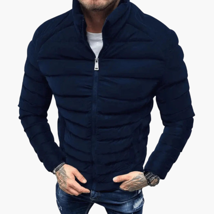 Heren Puffer Jacket met Staande Kraag en Voorrits