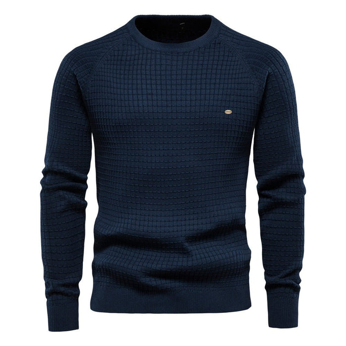 Heren Getextureerde Pullover met Ronde Hals en Lange Mouwen