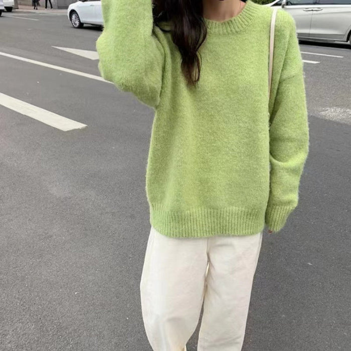 Dames Oversized Trui met Ronde Hals en Lange Mouwen