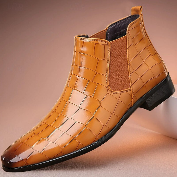 Heren Chelsea Boots met Elastische Zijpanelen en Krokodillenprint