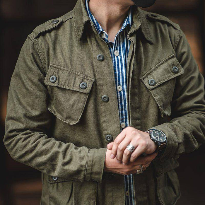 Heren Field Jacket met Dubbele Borstsluiting en Lommeklep