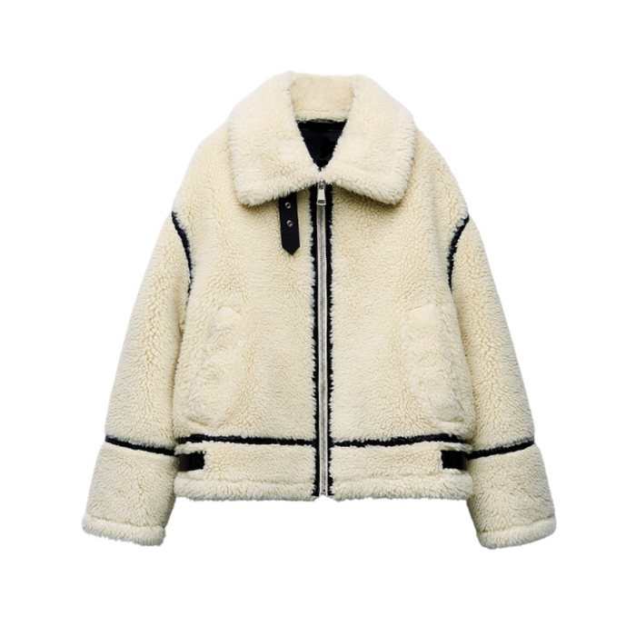 Dames Teddy Aviator Jas met Oversized Pasvorm